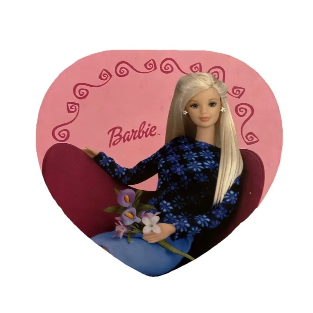 Vintage Barbie Spinning Wind-up Music Box Pink Heart Feelin Groovy Mattel *flaw‎